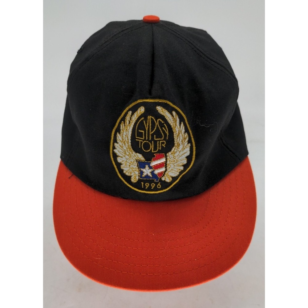 Vtg MO/IL Hat 1996 Gypsy Tour Cap Eagle Motorcycle Biker Black / Red Snapback #9